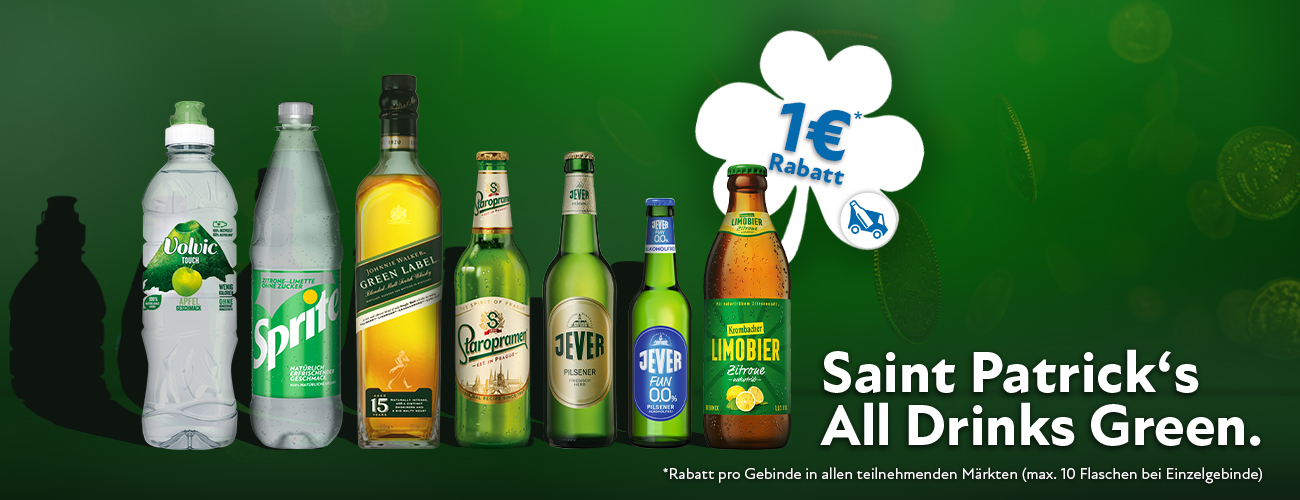 Saint Patrick's Day Green Drinks Rabattaktion 1 Euro - KW 10 und 11 in 2026
